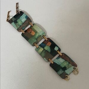 Source Unknown Green and Blue Abstract Link Bracelet